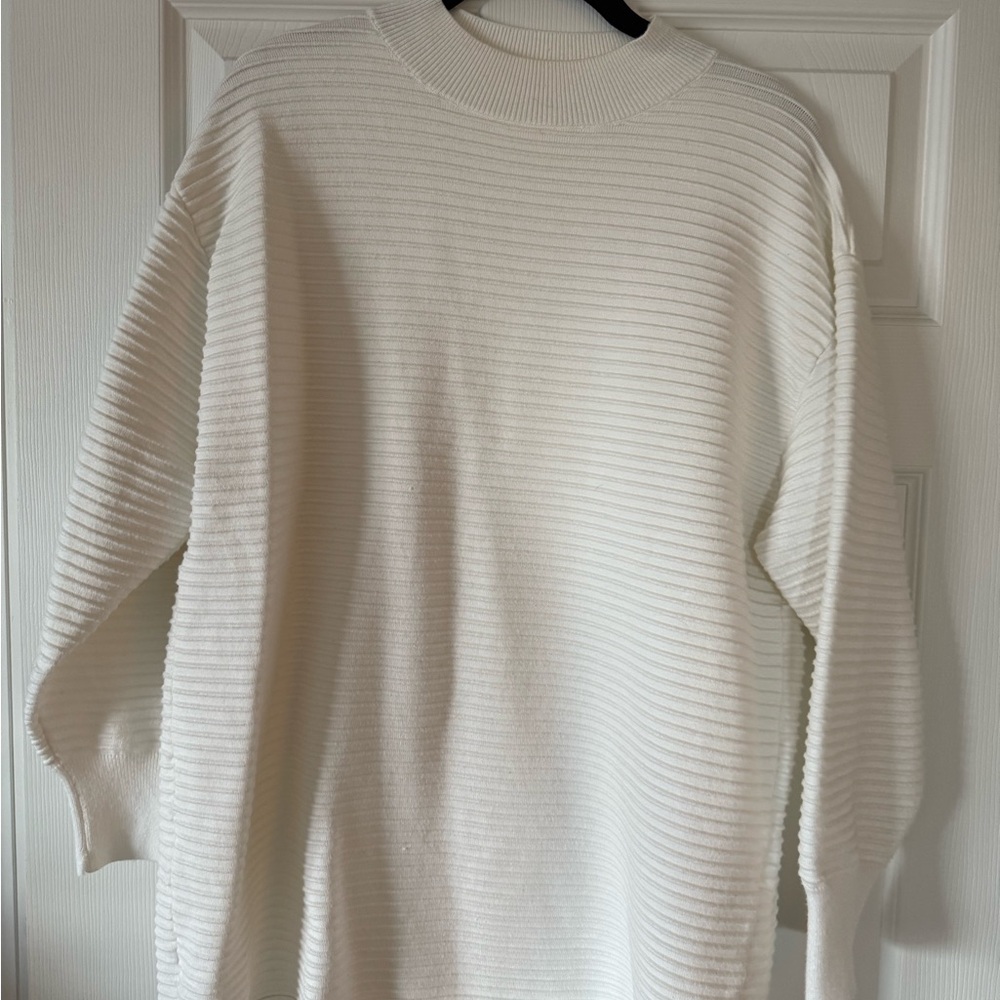 Mango Womens White Ribbed Sweater